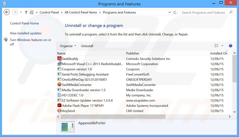 desinstalar el adware PrintOnKey del Panel de control