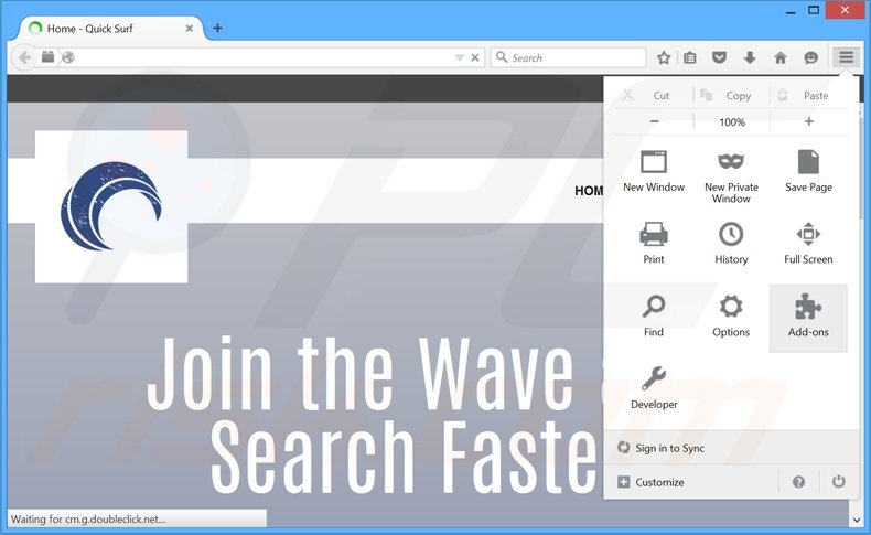 Eliminando los anuncios de Quick Surf de Mozilla Firefox paso 1