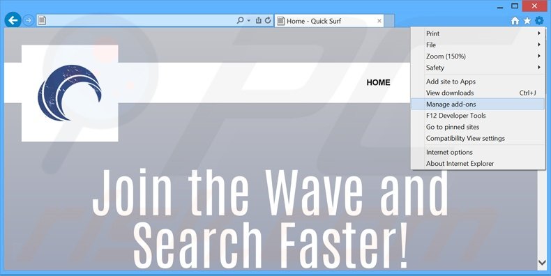 Eliminando los anuncios de Quick Surf de Internet Explorer paso 1