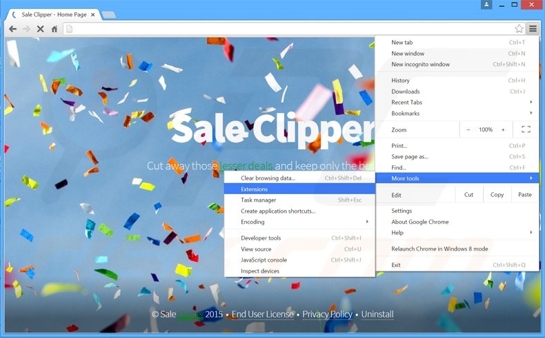 Eliminando los anuncios de Sale Clipper de Google Chrome paso 1