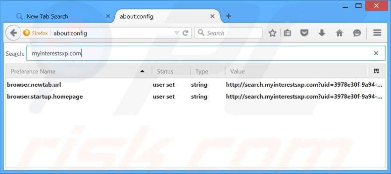 Eliminar search.myinterestsxp.com del motor de búsqueda por defecto de Mozilla Firefox