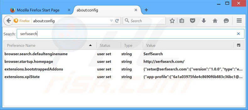 Eliminar serfsearch.com del motor de búsqueda por defecto de Mozilla Firefox