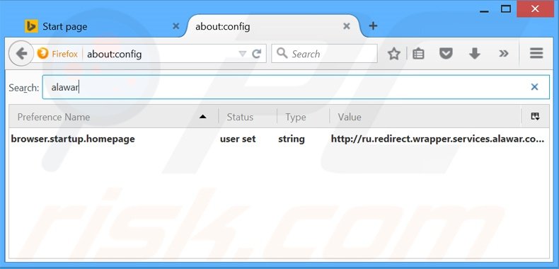 Eliminar start.alawar.com del motor de búsqueda por defecto de Mozilla Firefox