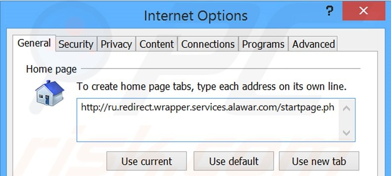 Eliminando start.alawar.com de la página de inicio de Internet Explorer