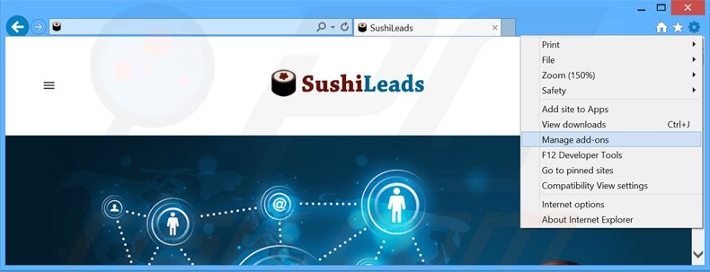 Eliminando los anuncios de SushiLeads de Internet Explorer paso 1