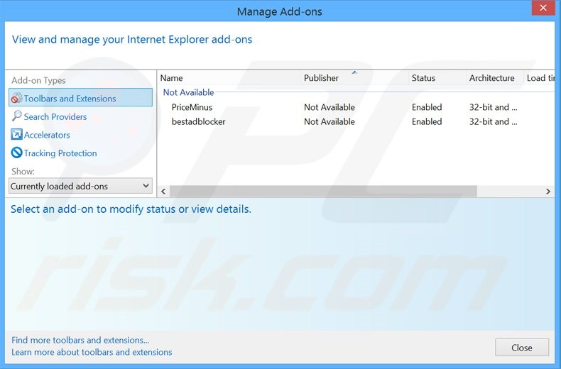 Eliminando los anuncios de SushiLeads de Internet Explorer paso 2