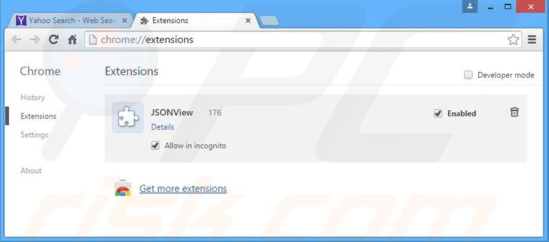 Eliminando las extensiones relacionadas con yhs4.search.yahoo.com de Google Chrome