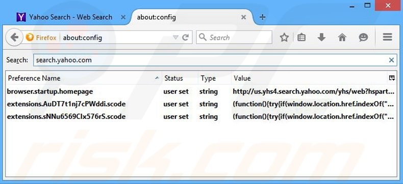 Eliminar yhs4.search.yahoo.com del motor de búsqueda por defecto de Mozilla Firefox 