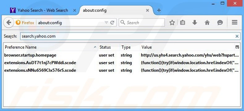 Eliminar yhs4.search.yahoo.com del motor de búsqueda por defecto de Mozilla Firefox 