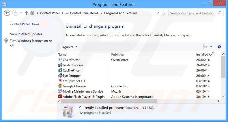 desinstalar el adware adsupply del Panel de control