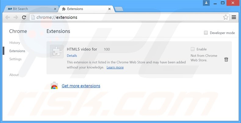 Eliminando las extensiones relacionadas con bit-search.com de Google Chrome