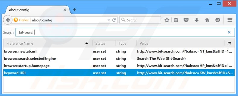 Eliminar bit-search.com del motor de búsqueda por defecto de Mozilla Firefox