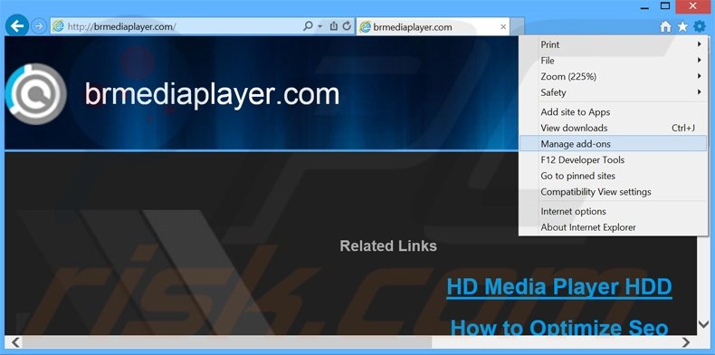 Eliminando los anuncios de Br Media Player de Internet Explorer paso 1