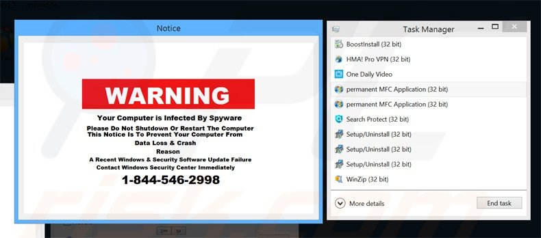 Br Media Player mostrando mensajes de advertencia sobre la infección con software espía