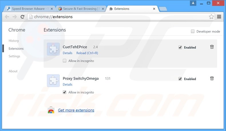 Eliminando las extensiones relacionadas con ByteFence de Google Chrome