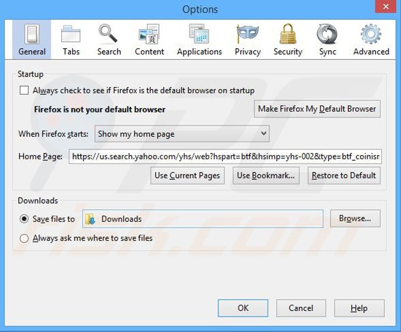 Eliminando ByteFence de la página de inicio de Mozilla Firefox