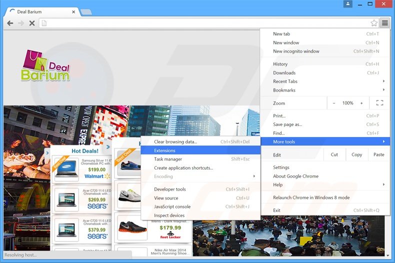 Eliminando los anuncios deal Barium de Google Chrome paso 1
