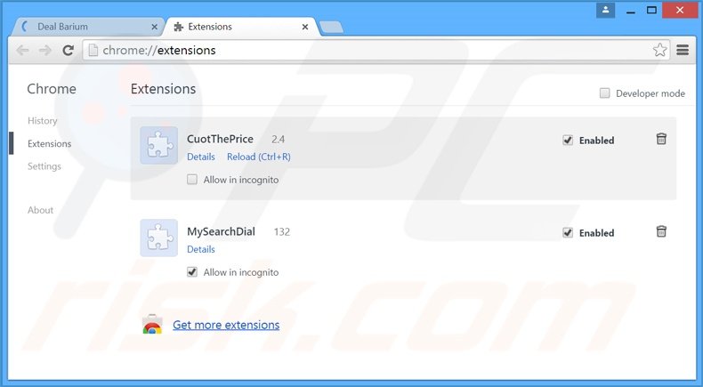 Eliminando los anuncios deal Barium de Google Chrome paso 2