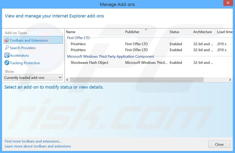 Eliminando los anuncios de deal Barium de Internet Explorer paso 2
