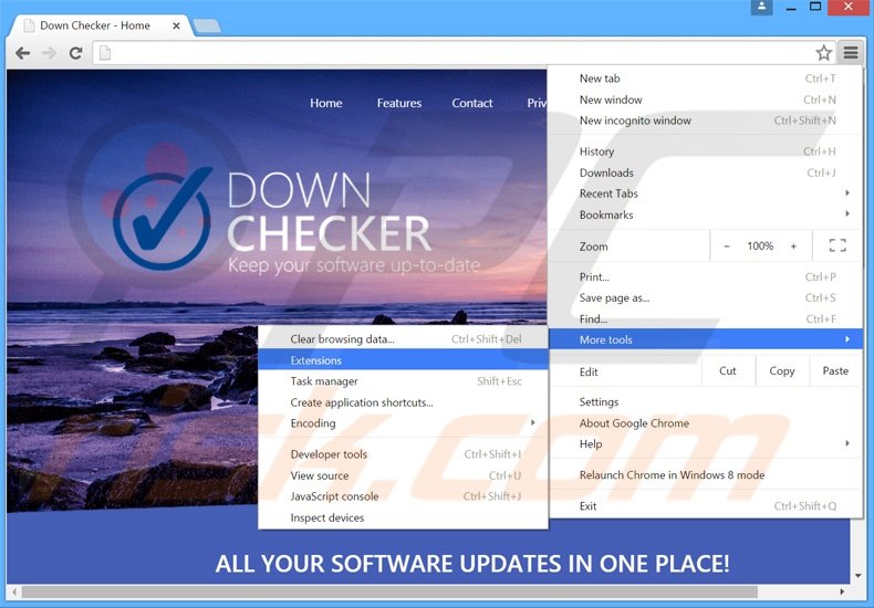 Eliminando los anuncios de Down Checker de Google Chrome paso 1