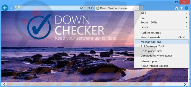 Eliminando los anuncios de Down Checker de Internet Explorer paso 1