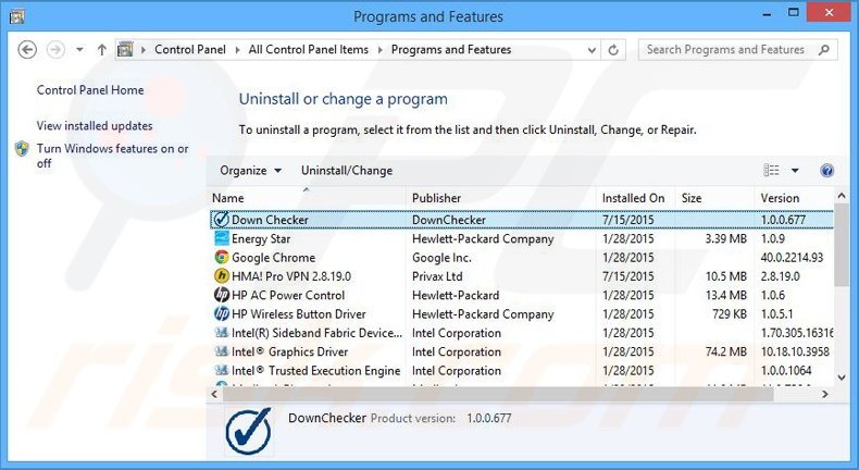 desinstalar Down Checker del Panel de control