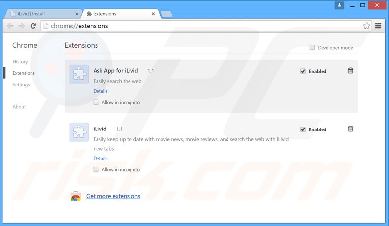 Eliminando las extensiones relacionadas con search.ask.com de Google Chrome