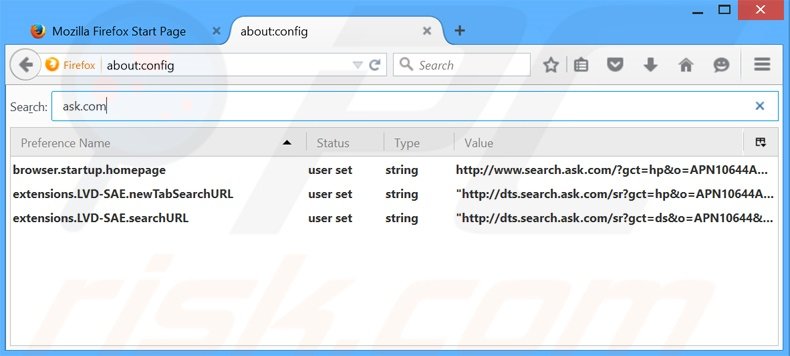 Eliminar search.ask.com del motor de búsqueda por defecto de Mozilla Firefox