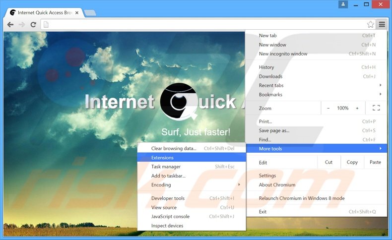 Eliminando los anuncios de Internet Quick Access de Google Chrome paso 1