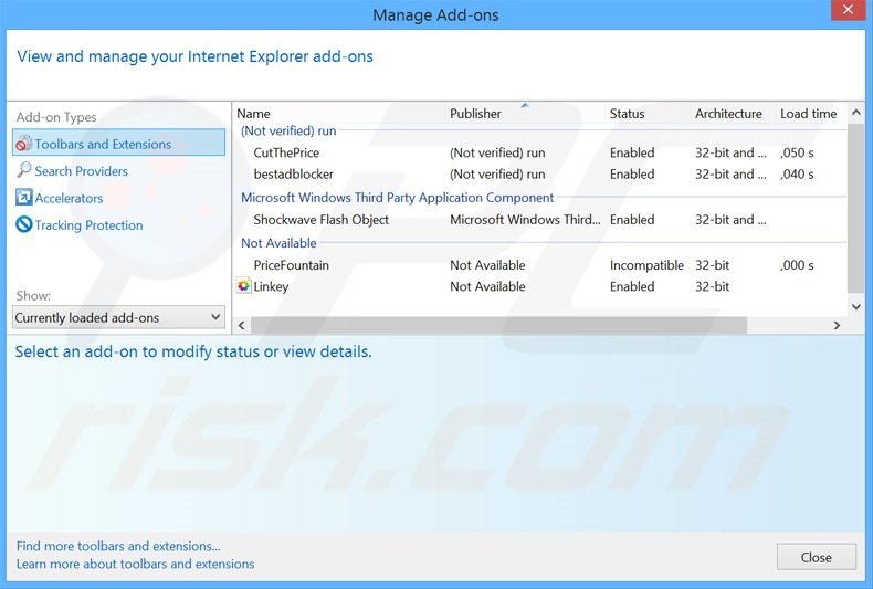 Eliminando los anuncios de Internet Quick Access de Internet Explorer paso 2