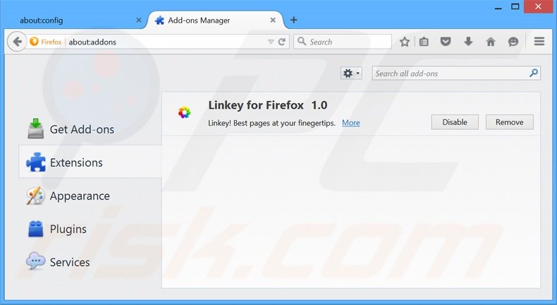 Eliminando linkeyproject.com de las extensiones de Mozilla Firefox