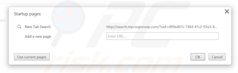 Eliminando search.mycouponsxp.com de la página de inicio de Google Chrome