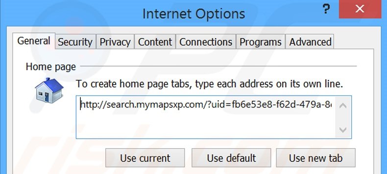 Eliminando search.mymapsxp.com de la página de inicio de Internet Explorer