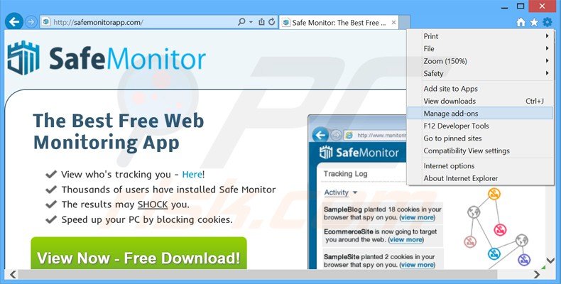 Eliminando los anuncios de safe monitor de Internet Explorer paso 1