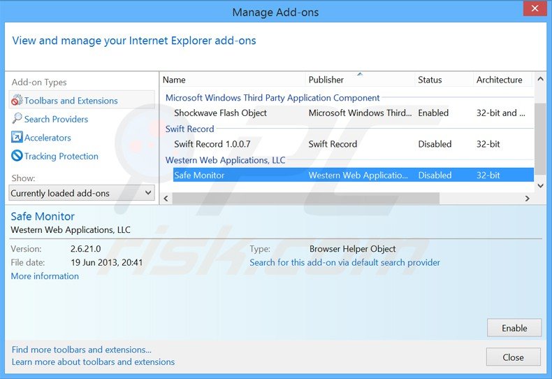 Eliminando los anuncios de safe monitor de Internet Explorer paso 2