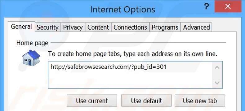 Eliminando safebrowsesearch.com de la página de inicio de Internet Explorer