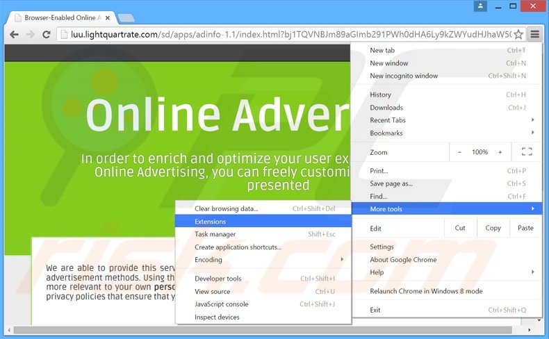 Eliminando los anuncios adblocker de Google Chrome paso 1