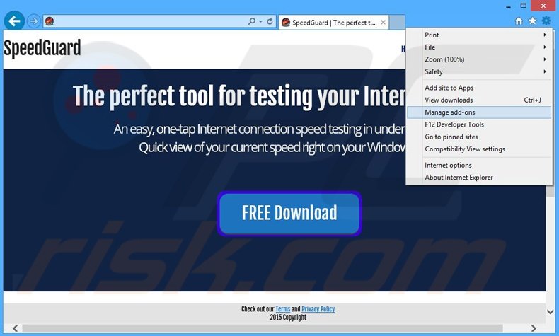 Eliminando los anuncios de SpeedGuard de Internet Explorer paso 1