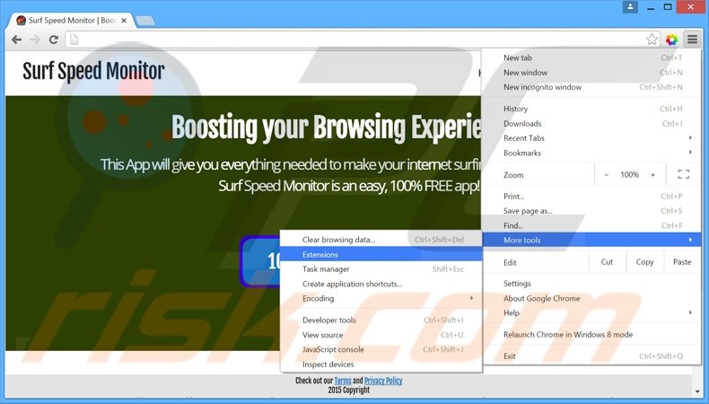 Eliminando los anuncios de Surf Speed Monitor de Google Chrome paso 1