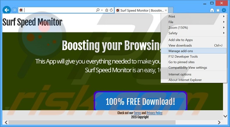 cómo eliminar los anuncios de Surf Speed Monitor de Internet Explorer paso 1