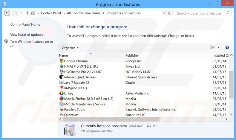 desinstalar el software publicitario Wander Burst del Panel de control