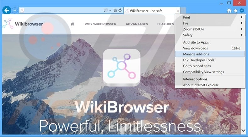Eliminando los anuncios de WikiBrowser de Internet Explorer paso 1