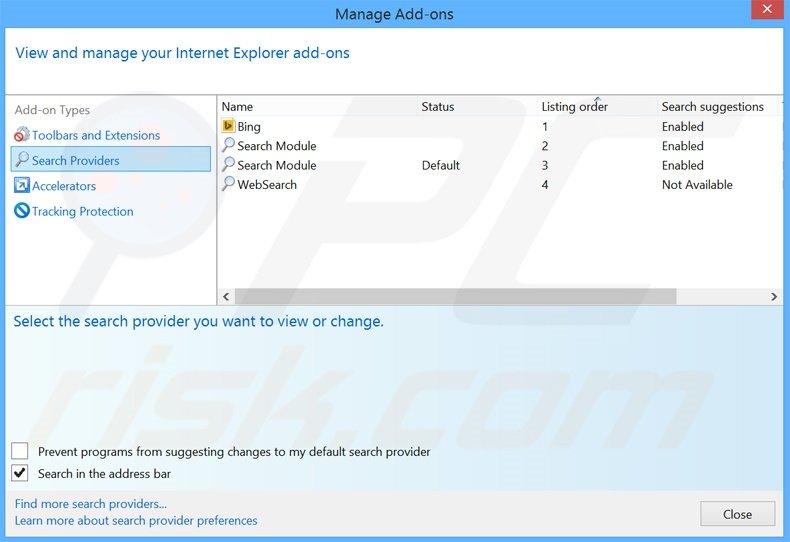 Eliminando yourtv.link del motor de búsqueda por defecto de Internet Explorer