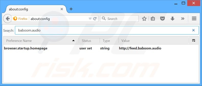 Eliminar baboom.audio del motor de búsqueda por defecto de Mozilla Firefox