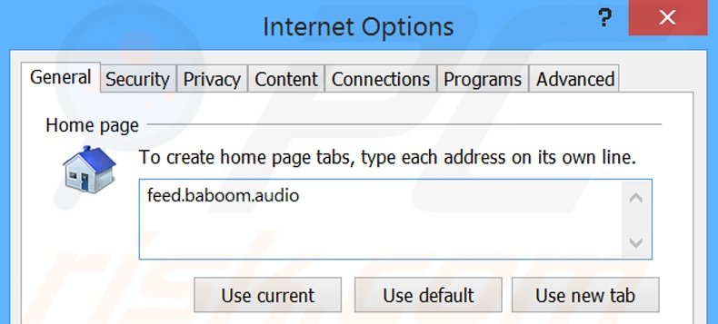 Eliminando baboom.audio de la página de inicio de Internet Explorer