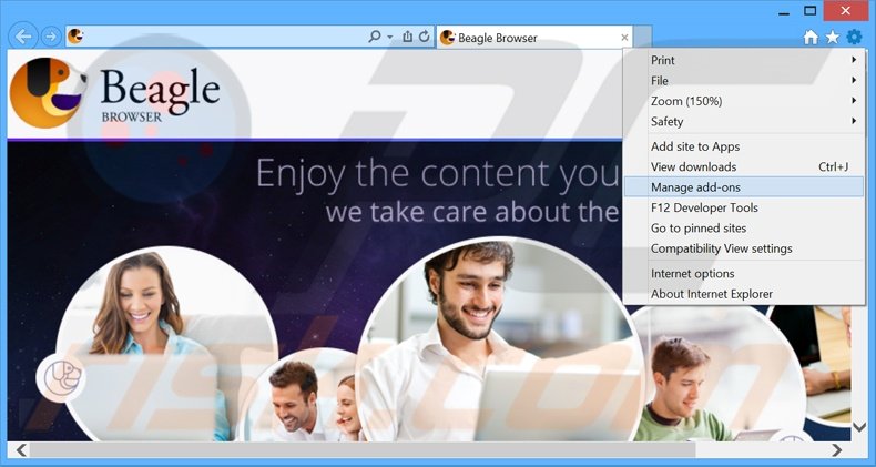 Eliminando los anuncios de BeagleBrowser de Internet Explorer paso 1