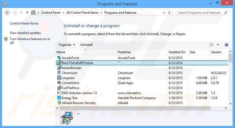 desinstalar el adware BestSaveForYou del Panel de control