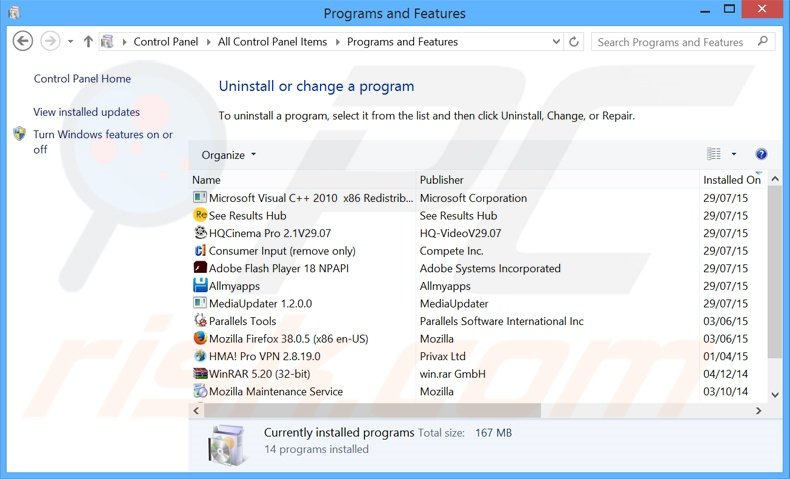 desinstalar el adware Blazer deals del Panel de control