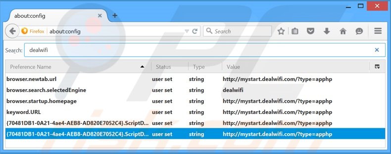 Eliminar mystart.dealwifi.com del motor de búsqueda por defecto de Mozilla Firefox
