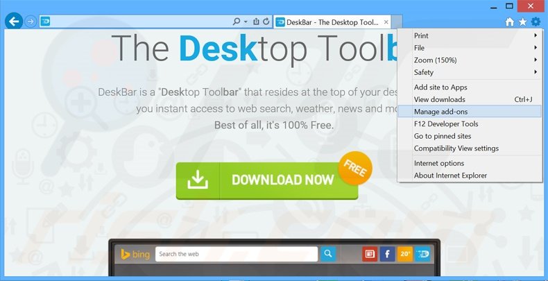 Eliminando los anuncios de DeskBar de Internet Explorer paso 1